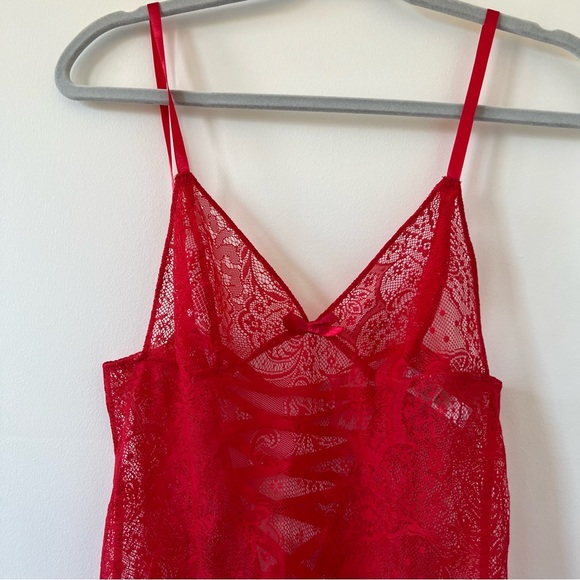 Victoria’s Secret Red Lingerie Slip Dress medium lace sexy vintage y2k - Picture 2 of 7